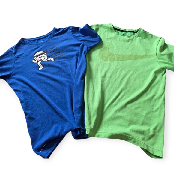 2 For 1 Bundle Nike Dri-Fit Tees, Blue And Green, Size Youth XL - Picture 2 of 12